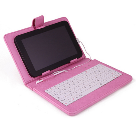 Hard Cover Case with USB Keyboard for 7 Tablet PC PDA Android Pink