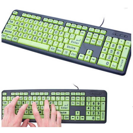 Glowkey Glow-in-the-Dark Keyboard with 4x Larger Lettering and Spill Resistance