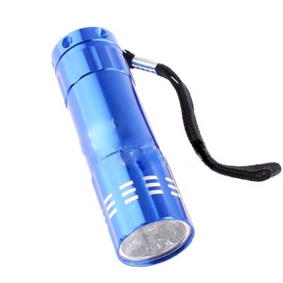 Bright 9 LED Handheld Flashlight Torch Lamp 3-AAA Blue