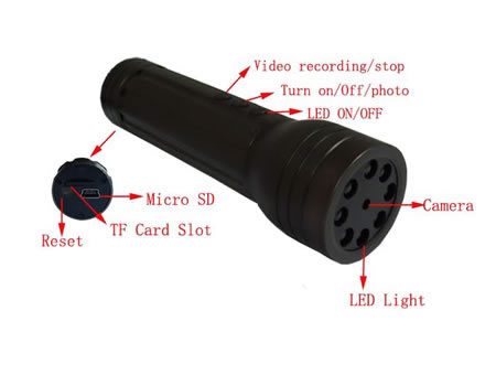 High Resolution Flashlight A/V Spy Camera Torch Cam DVR
