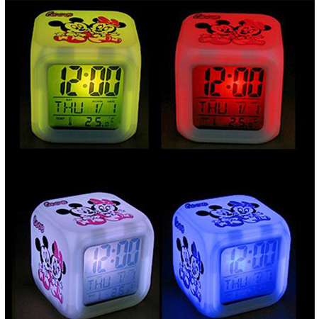 LED Change 7 Color Digital Temperature Alarm Clock Lovey Mickey Mouse New